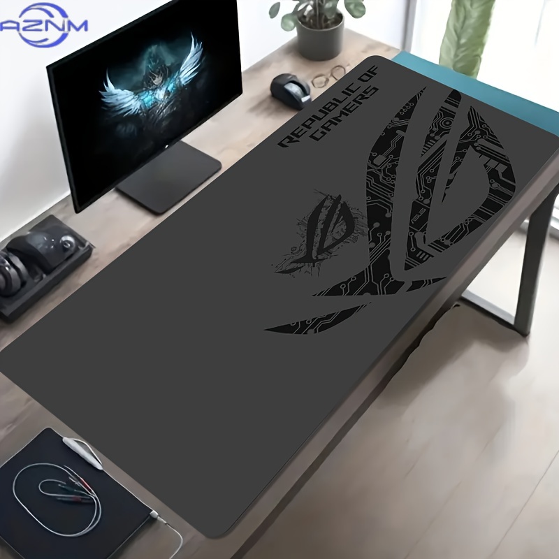 Desk Setup For Gaming - แผ่นรองเมาส์เกมมิ่งขนาดใหญ่ 1 ชิ้น ลายแผงวงจร ROG ฐานยางกันลื่น