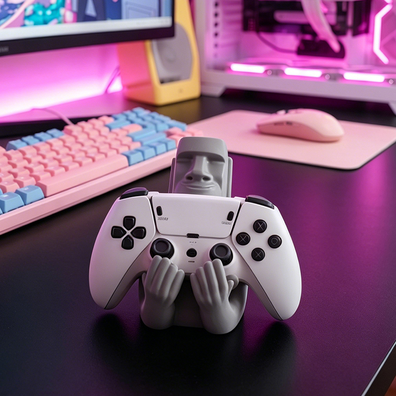 Desk Setup Xbox - โมอาย เกาะอีสเตอร์ ของตกแต่งรูปปั้นเรซิ่น ที่วางจอยเกม สำหรับ PS5