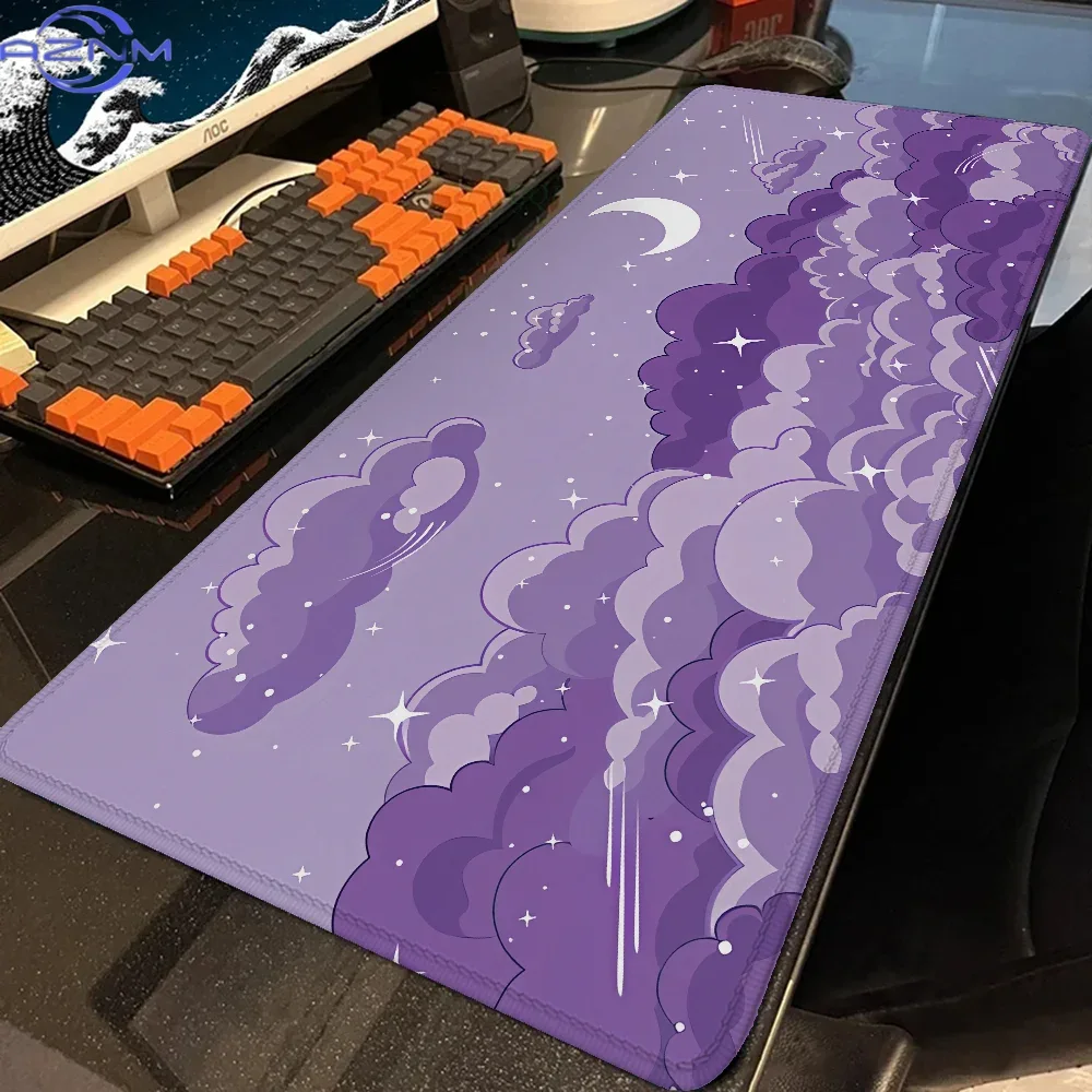 Desk Setup For Gaming - แผ่นรองเมาส์ขนาดใหญ่ Skyscape Setup อุปกรณ์เสริมสำหรับเกมเมอร์ แผ่นรองเมาส์ลายอนิเมะ รองรับการใช้งานกับแล็ปท็อปและเดสก์ท็อป