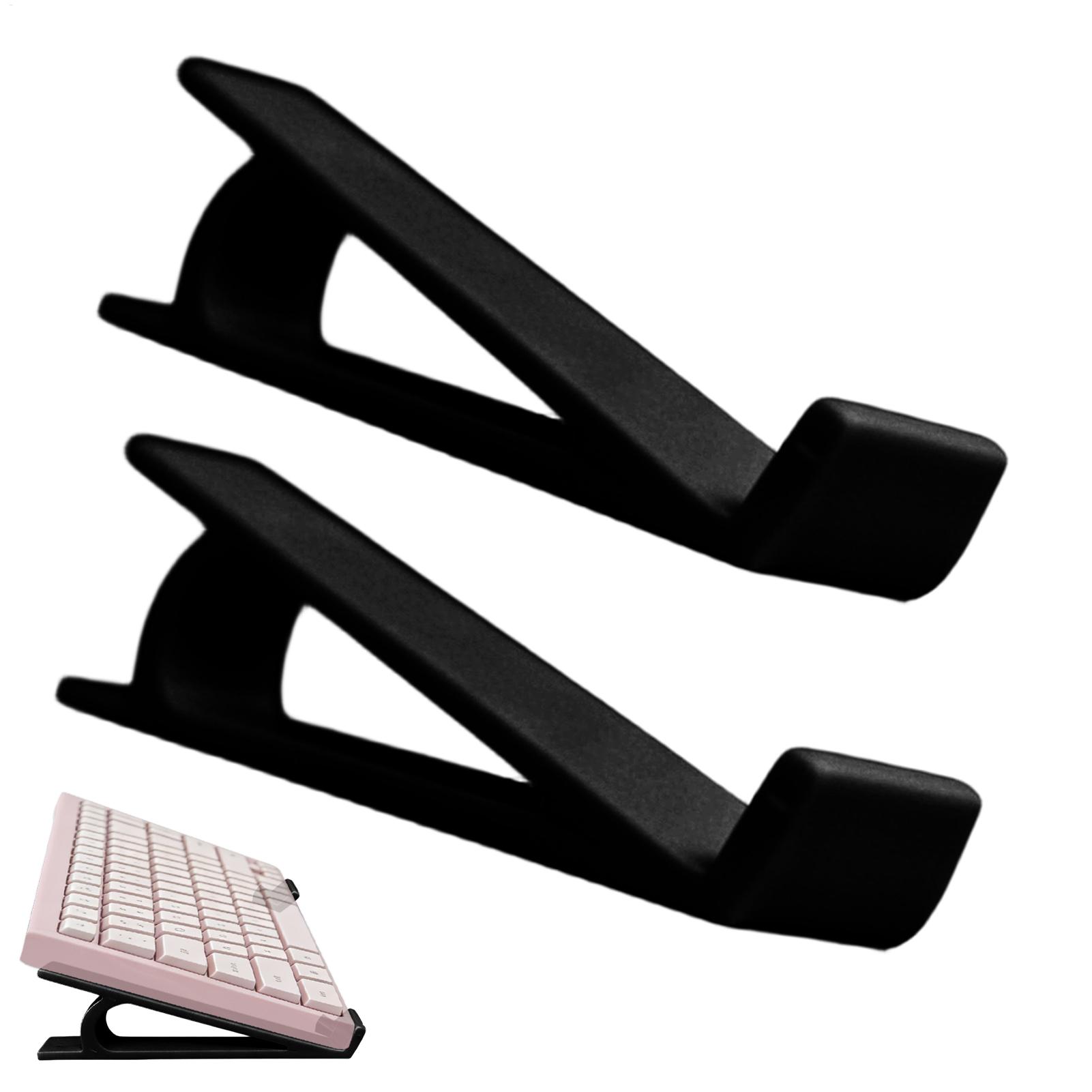Desk Setup Home - แผ่นรองคีย์บอร์ดกันลื่นตามหลักสรีรศาสตร์ 2 ชิ้น ขาตั้งคอมพิวเตอร์แบบพกพาสำหรับพิมพ์งานบนโต๊ะ เล่นเกม ใช้ในบ้าน