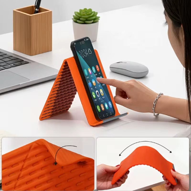Desk Setup Home - ที่วางโทรศัพท์ซิลิโคนแบบพับได้แบบพกพาปรับได้หลายมุมขาตั้งตั้งโต๊ะสำหรับแล็ปท็อปแท็บเล็ตโฮมออฟฟิศ