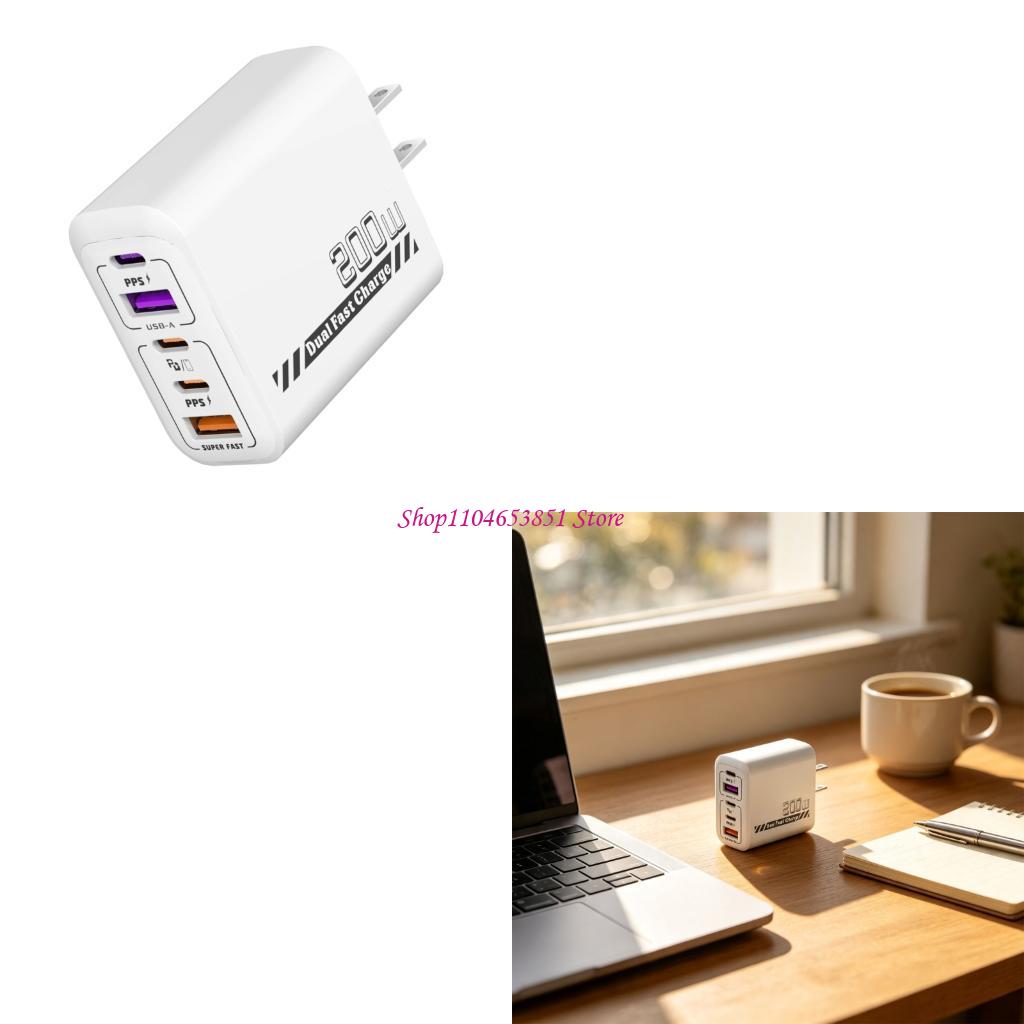 Desk Setup For 2 Laptops - เครื่องชาร์จเร็ว 200W 5 พอร์ตพร้อม 3 Type