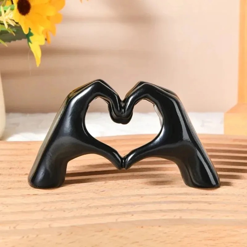 Desk Setup Shelf - รูปปั้นท่าทางมือรูปหัวใจ 1 ชิ้น ของตกแต่งสไตล์โมเดิร์น สำหรับวางบนชั้นวางของ โต๊ะทำงาน