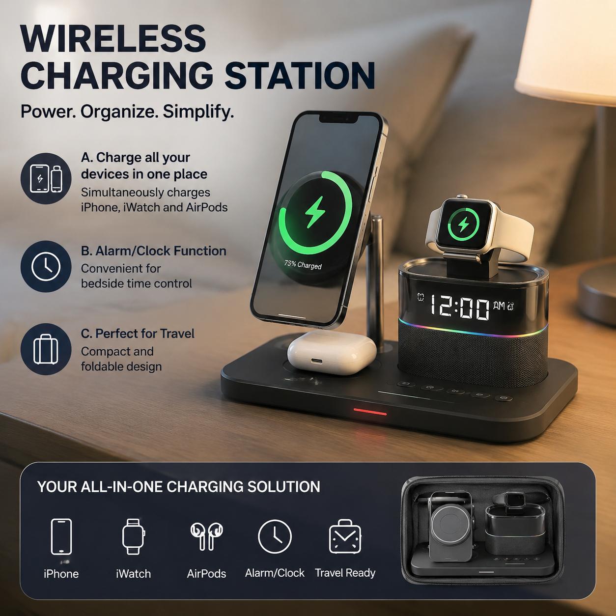 แท่นชาร์จไร้สายแม่เหล็กสำหรับโ - Desk Setup Home บทวิจารณ์และราคา