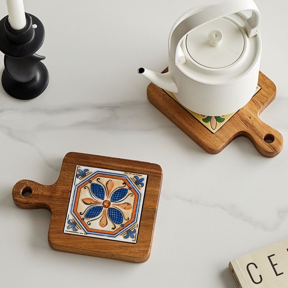 แผ่นรองแก้วไม้เนื้อแข็งทนความร - Desk Setup Retro บทวิจารณ์และราคา