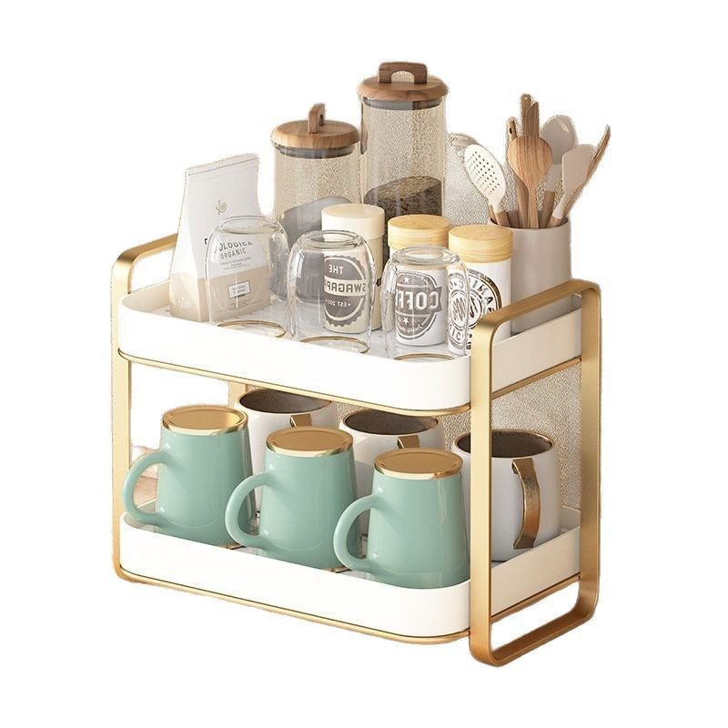 ชั้นวางแก้ว 2 ชั้น พร้อมถาดรอง - Desk Setup Shelf บทวิจารณ์และราคา