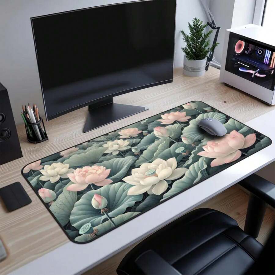 แผ่นรองเมาส์ลายดอกบัวขนาดใหญ่  - Desk Setup Inspiration บทวิจารณ์และราคา