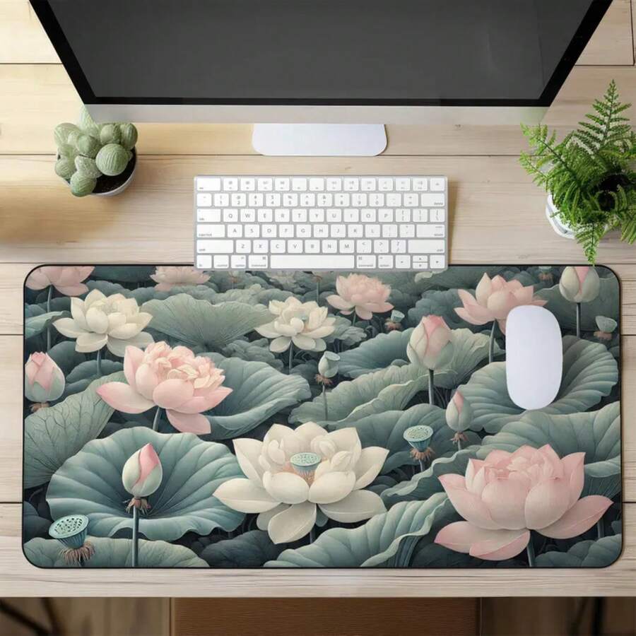 แผ่นรองเมาส์ลายดอกบัวขนาดใหญ่  - Desk Setup Inspiration บทวิจารณ์และราคา