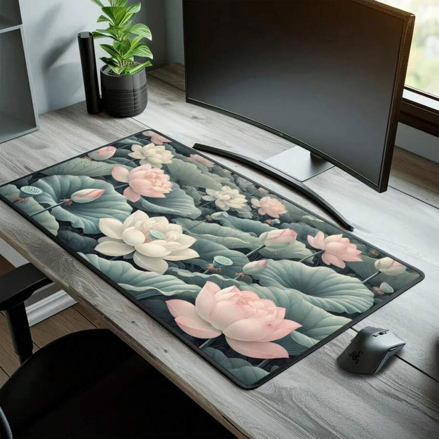 แผ่นรองเมาส์ลายดอกบัวขนาดใหญ่  - Desk Setup Inspiration บทวิจารณ์และราคา