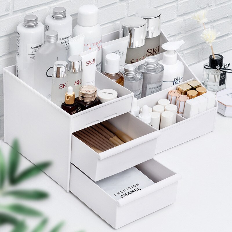 กล่องเก็บเครื่องสำอางพลาสติกสี - Desk Setup Shelf บทวิจารณ์และราคา