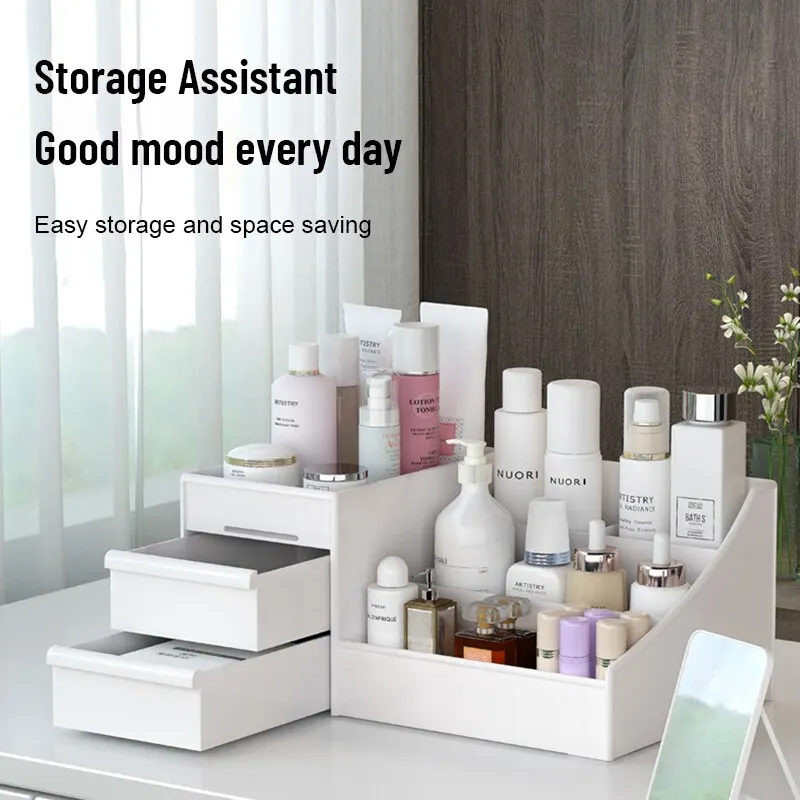 กล่องเก็บเครื่องสำอางพลาสติกสี - Desk Setup Shelf บทวิจารณ์และราคา