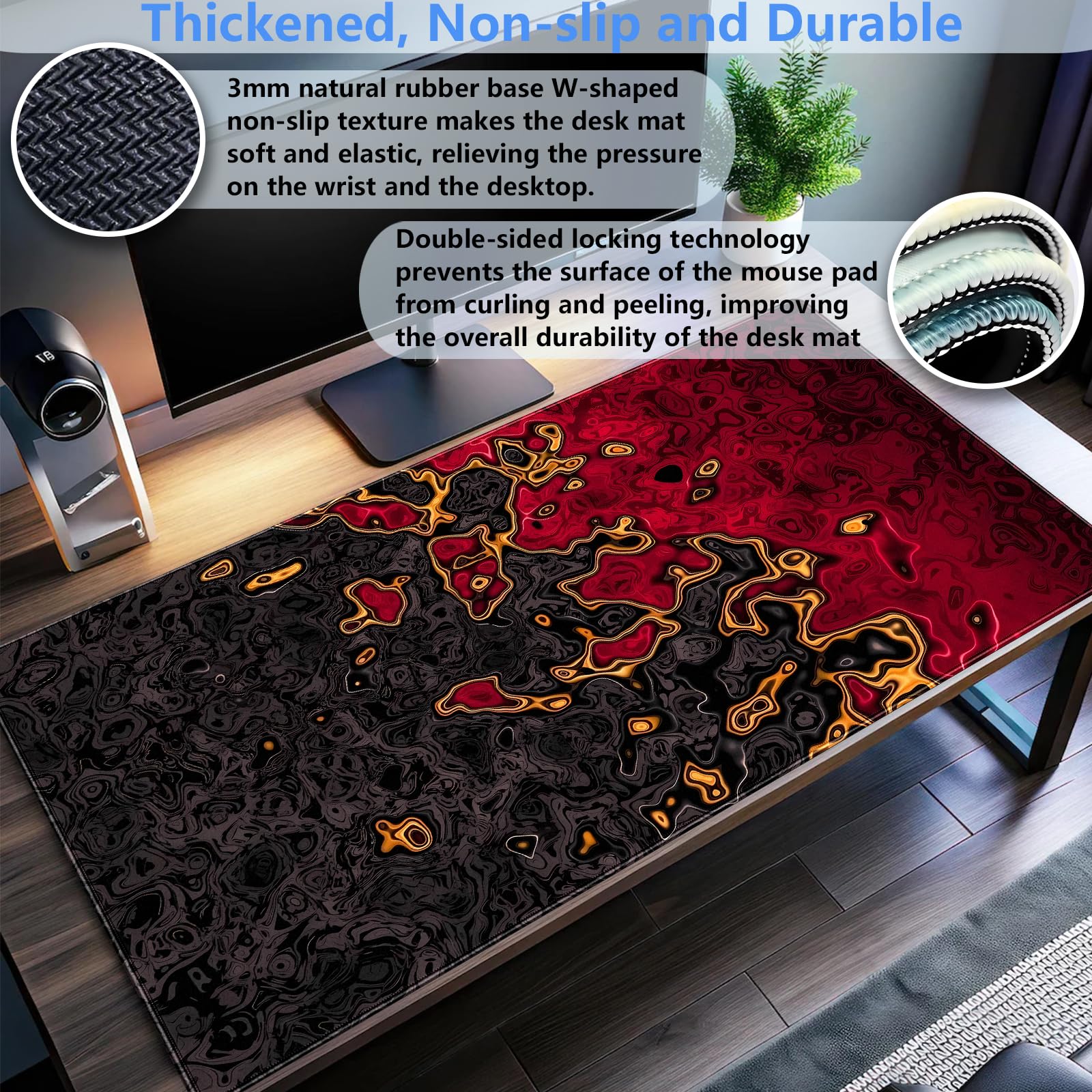 แผ่นรองเมาส์เกมมิ่งสีแดงดำขนาด - Rubber Mat Desk บทวิจารณ์และราคา