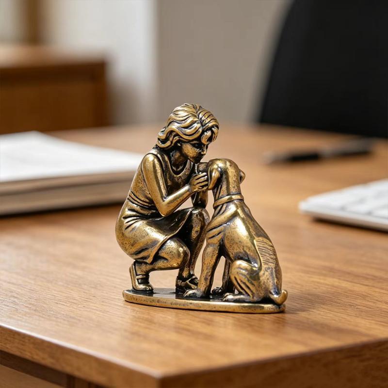 รูปปั้นสุนัขทองเหลือง ของตกแต่ - Desk Setup Retro บทวิจารณ์และราคา